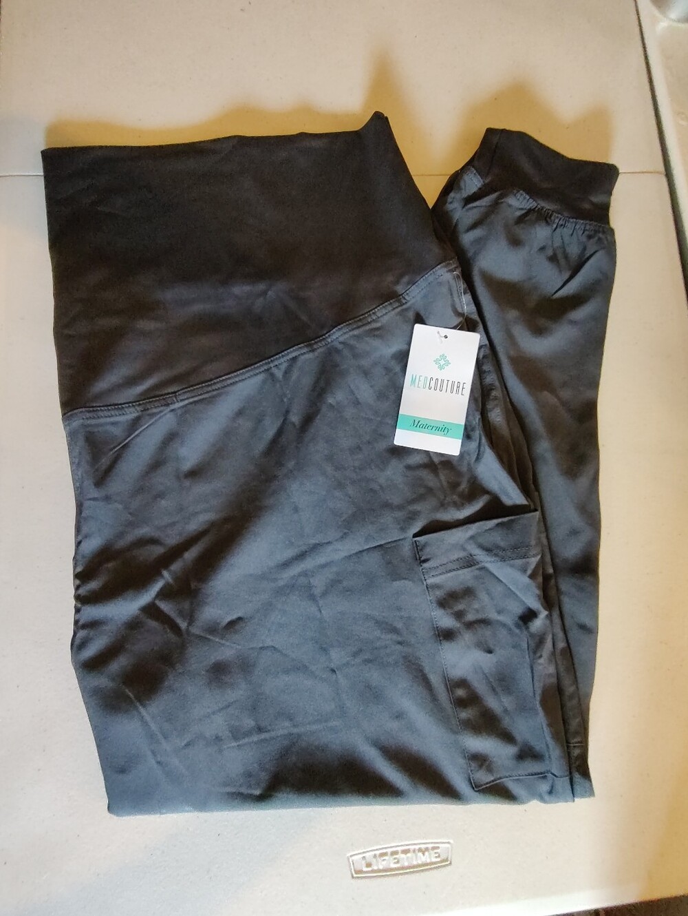NWT Med Couture Maternity Scrub Pants 3XL Pewter Gray 8729 Jogger